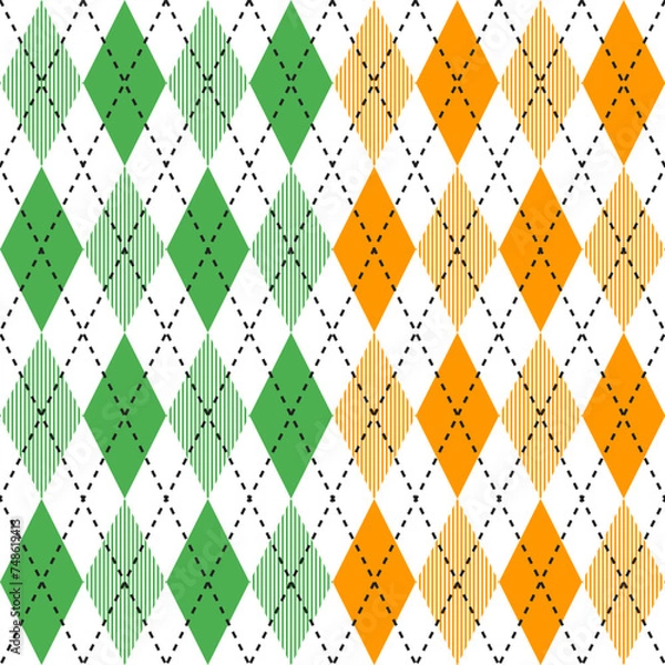 Fototapeta St. Patrick's day argyle pattern. Argyle vector pattern. Argyle pattern. Seamless geometric pattern for clothing, wrapping paper, backdrop, background, gift card, sweater.