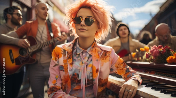 Obraz Stylish Summer Shopping Fun: Fashion, Beauty, and Friends in a Vibrant Retail Store for People and Couples to Enjoy Lifestyle and Holiday Time Together, generative AI