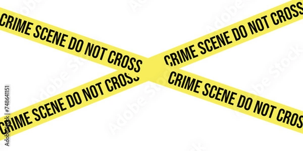 Obraz Crime Scene Do Not Cross tape. Attention police ribbon. Yellow warning barrier tape. Caution crime scene band. Do not cross police line. Criminal illustration on transparent background. 
