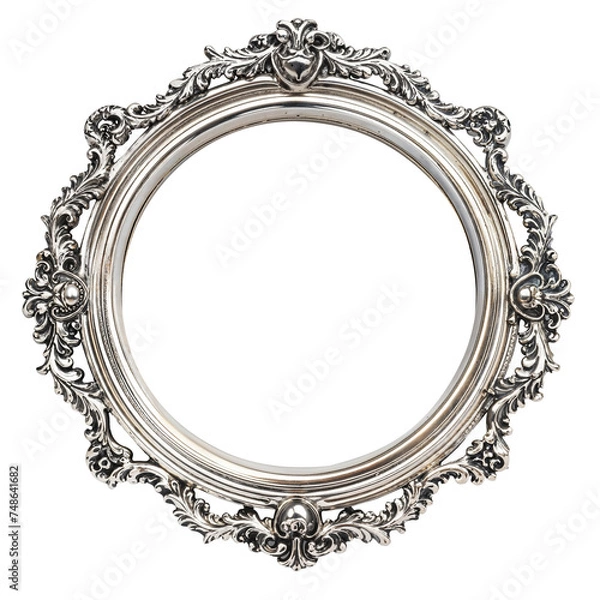 Obraz Elegant Silver Frame Isolated on Transparent Background