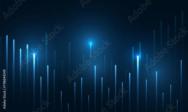 Obraz Dark blue abstract technology background with business candle stick graph chart of stock market investment trading concept. Vector illustration