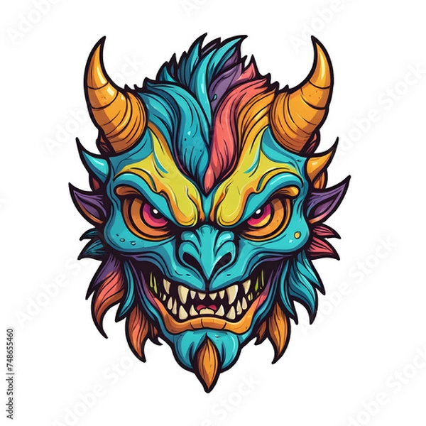 Fototapeta demon beast cartoon vector illustration. colorful concept