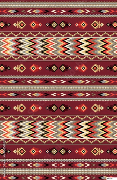 Fototapeta Antique surface floral seamless allover Pattern design, multicolor flowers with multicolor watercolor background texture.
