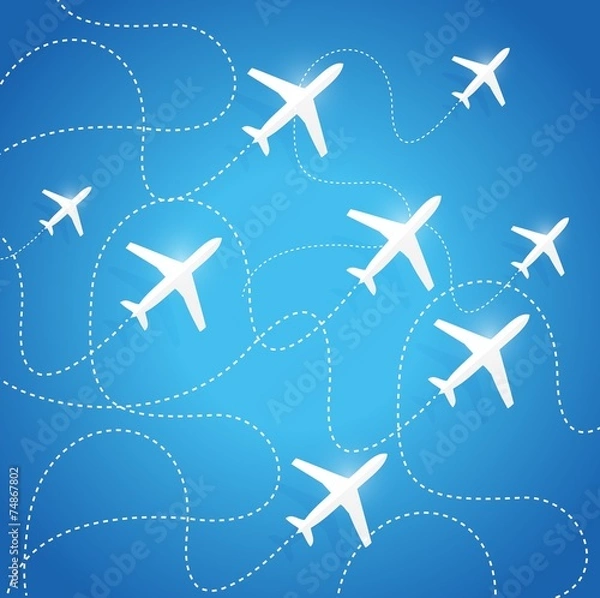 Fototapeta airplanes flying in the same path