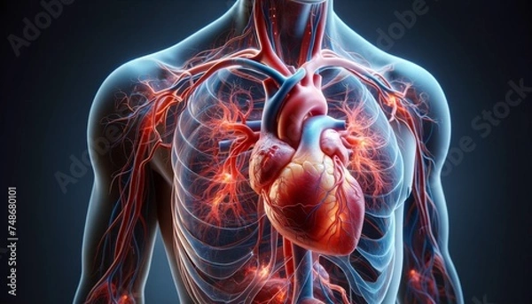 Fototapeta X-ray View of Healthy, Glowing Heart