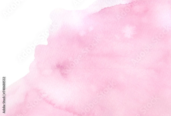 Fototapeta Abstract watercolor background with gradient in pastel pink shades, hand-drawn. A banner for design, decoration with a place for text. The texture of watercolor on paper. A watercolor blur.