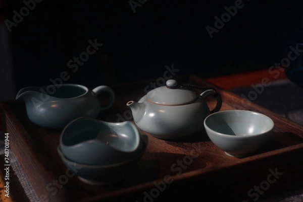 Fototapeta teapot and cups