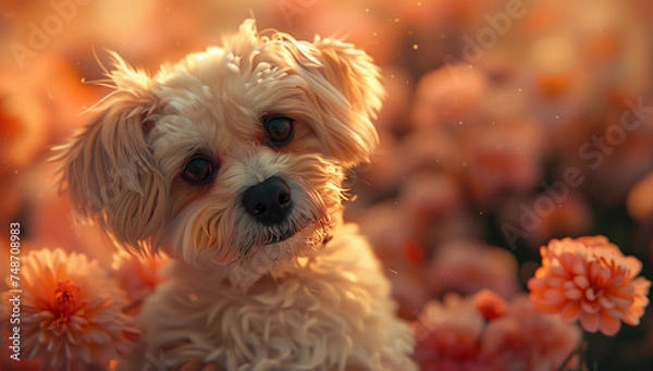 Obraz peach fuzz dog with an expression on a peach fuzz color 2024