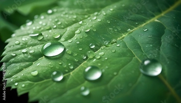 Obraz Water drops on a leaf