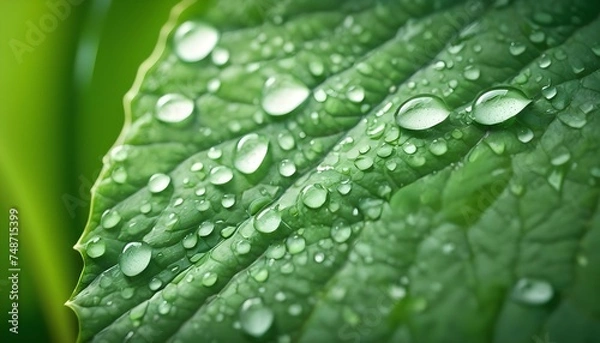 Obraz Water drops on a leaf