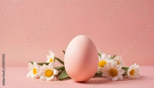 Obraz Easter eggs and flowers.