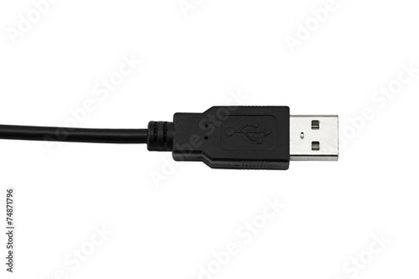 Obraz Closeup USB cable isolated on white