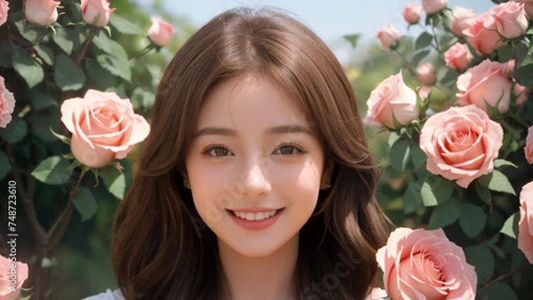 Obraz 薔薇に囲まれた美しい女性｜Generative AI

