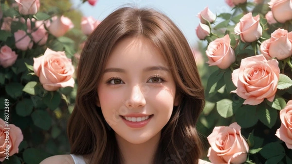 Obraz 薔薇に囲まれた美しい女性｜Generative AI

