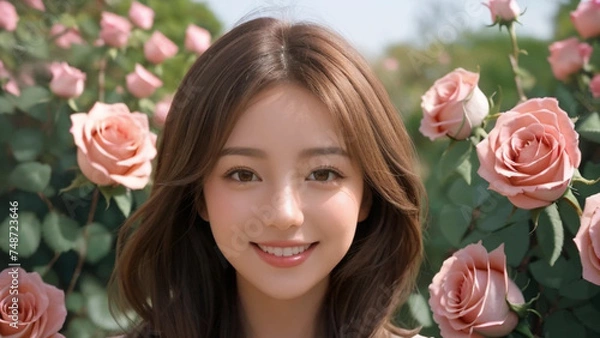 Obraz 薔薇に囲まれた美しい女性｜Generative AI

