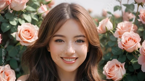 Obraz 薔薇に囲まれた美しい女性｜Generative AI

