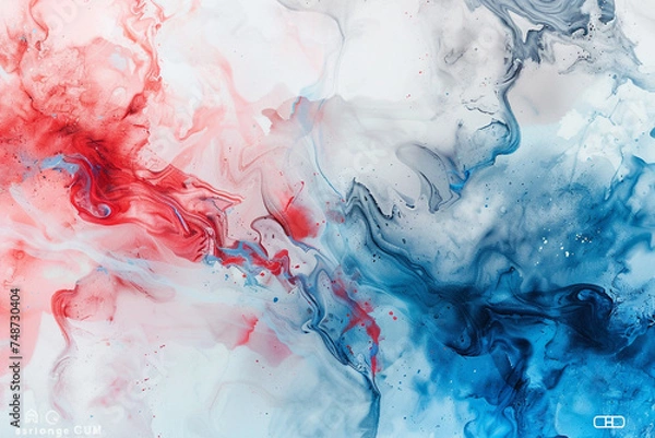 Obraz red white blue colour marble background