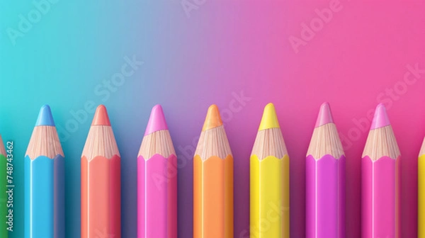 Fototapeta multicolored pencils on a colored background