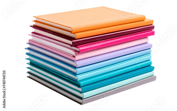 Fototapeta Neat and Untouched Notebook Stack on transparent background