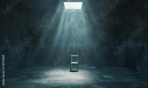 Fototapeta Interrogation room with small light overhead.