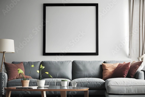 Fototapeta a framed view of the living room. Generative AI