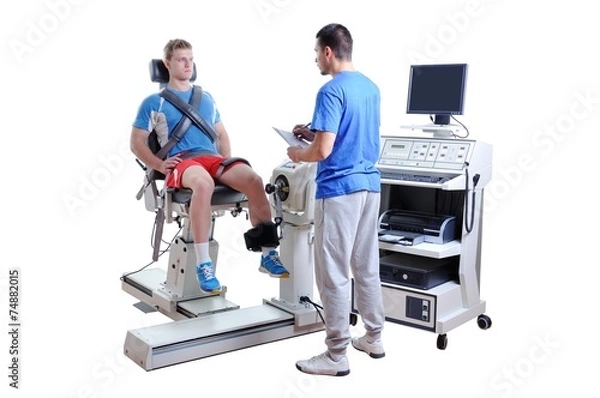 Obraz Sports Scientist doing Performance Assessment. Modern Technology