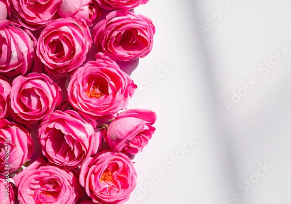Obraz Pink roses on soft silk background