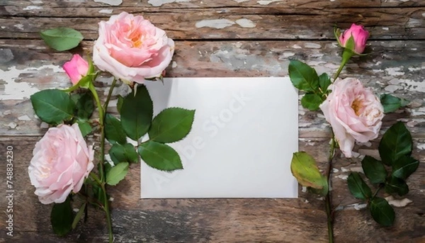 Fototapeta blank card or page surrounded by natural elements