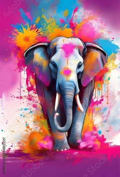 Fototapeta Celebration of the Holi festival in India with a colorful background and illustration to depict the essence of festivity.
