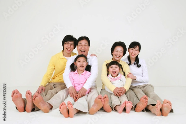 Fototapeta 캐주얼 복장의 대가족