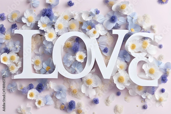 Obraz petals around the word love