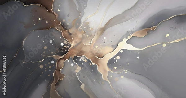 Obraz background abstraction under a golden splash on a gray watercolor