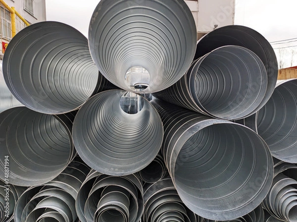 Fototapeta Close-up of Stack of Aluminum Air Tubes