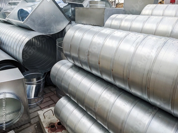 Fototapeta Infrastructure Stack: Metal Ventilation Components