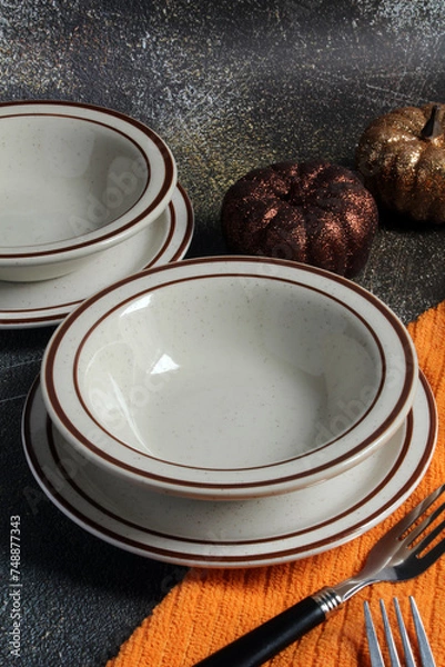 Obraz Table décor: ready for some soup on a cool autumn day.