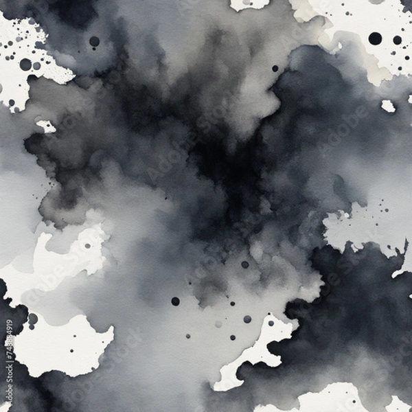 Obraz Dark gray watercolor stain background