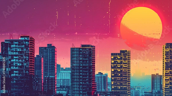 Fototapeta City in Brutalism style, ai generative