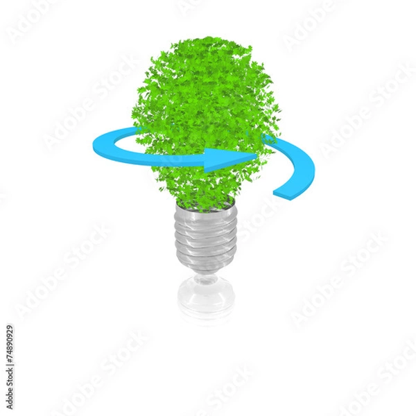 Obraz Lightbulb_leafs_Arrow_blue