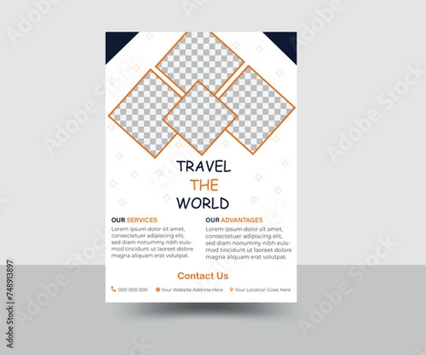 Obraz 
Business flyer, brochure design, magazine or flier mockup in blue & white colors,flyer in A4 size.	
