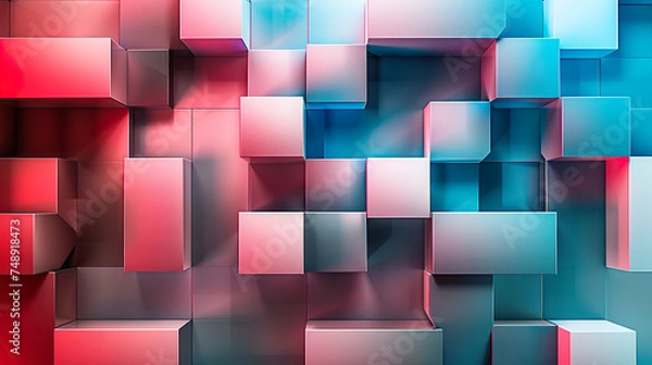 Obraz  A vibrant array of red to blue gradient cubes creating a mesmerizing geometric pattern
