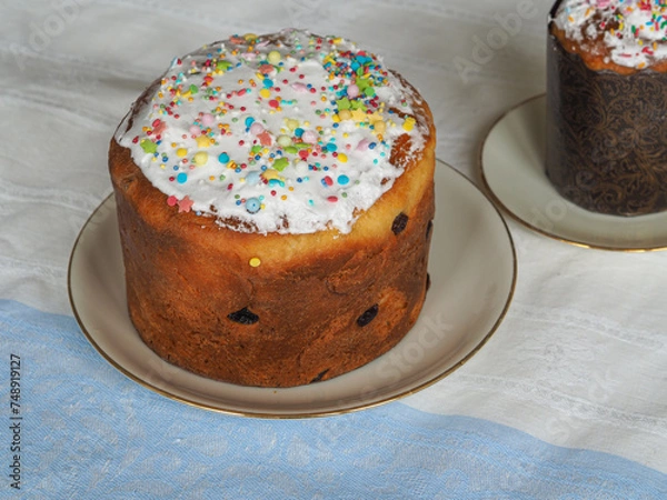 Obraz Easter cake. Kulich. Ukrainian Easter. Orthodox Easter. Panettone, paska