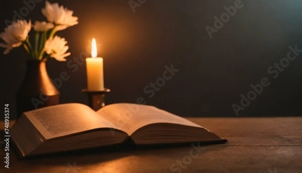 Obraz book and candle