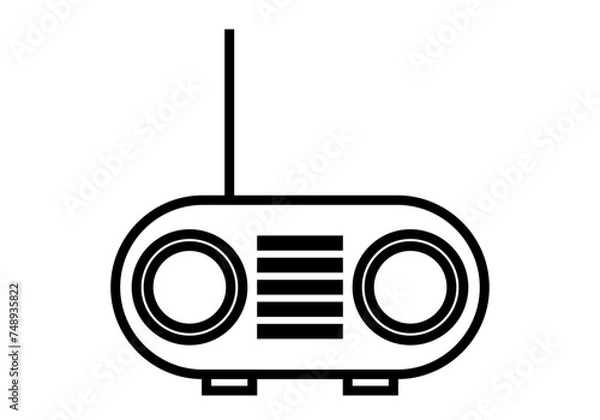 Obraz Icono negro de radio con antena. 