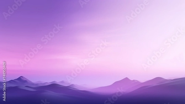 Fototapeta Mystical purple mountains under a soft sky - A digital artwork of smooth purple mountains under a soft gradient sky, evoking a dreamy atmosphere