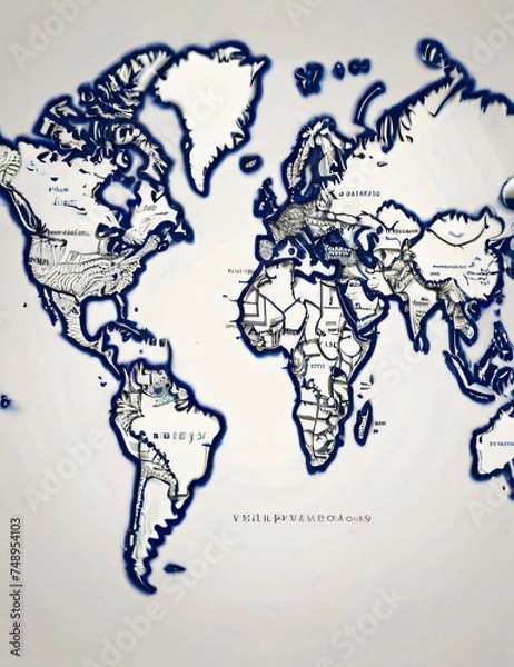 Fototapeta map of the world with the map