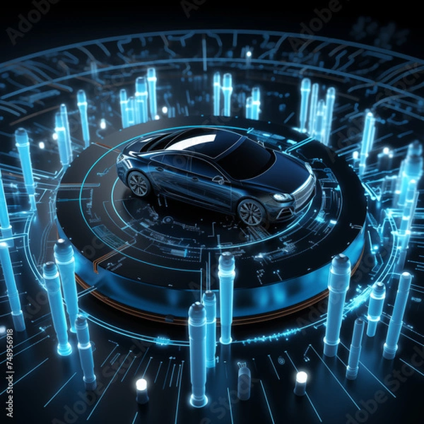 Obraz Car on glowing platform 