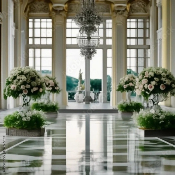 Obraz balcony with flowers and windows