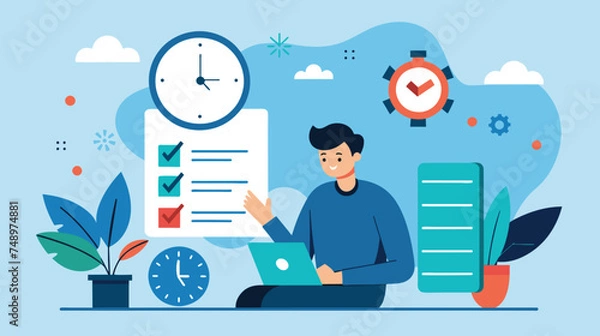 Fototapeta Efficient Workday Management Illustrated Concept