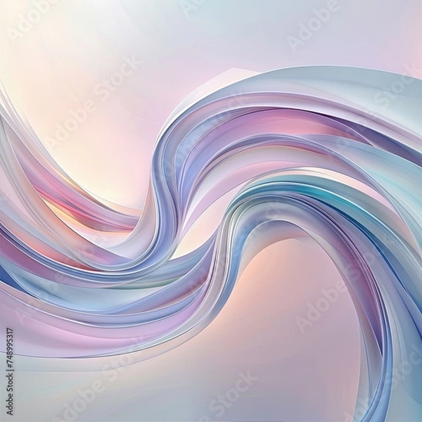 Obraz An abstract image presenting smooth waves intertwining in a soft dance of lavender, pink, and baby blue hues
