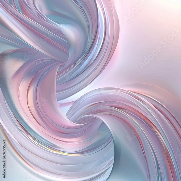Obraz An abstract image presenting smooth waves intertwining in a soft dance of lavender, pink, and baby blue hues